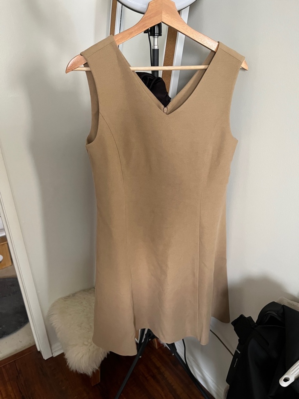Tan Sleeveless Shift Dress